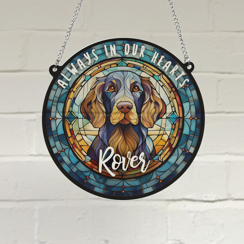 English Setter Dark Memorial Stained Glass Effect Suncatcher